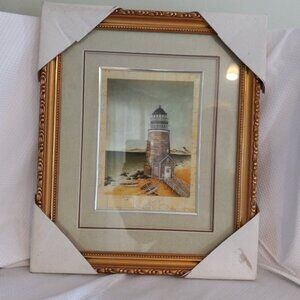 Light House Red Brick, Double Mat Framed,